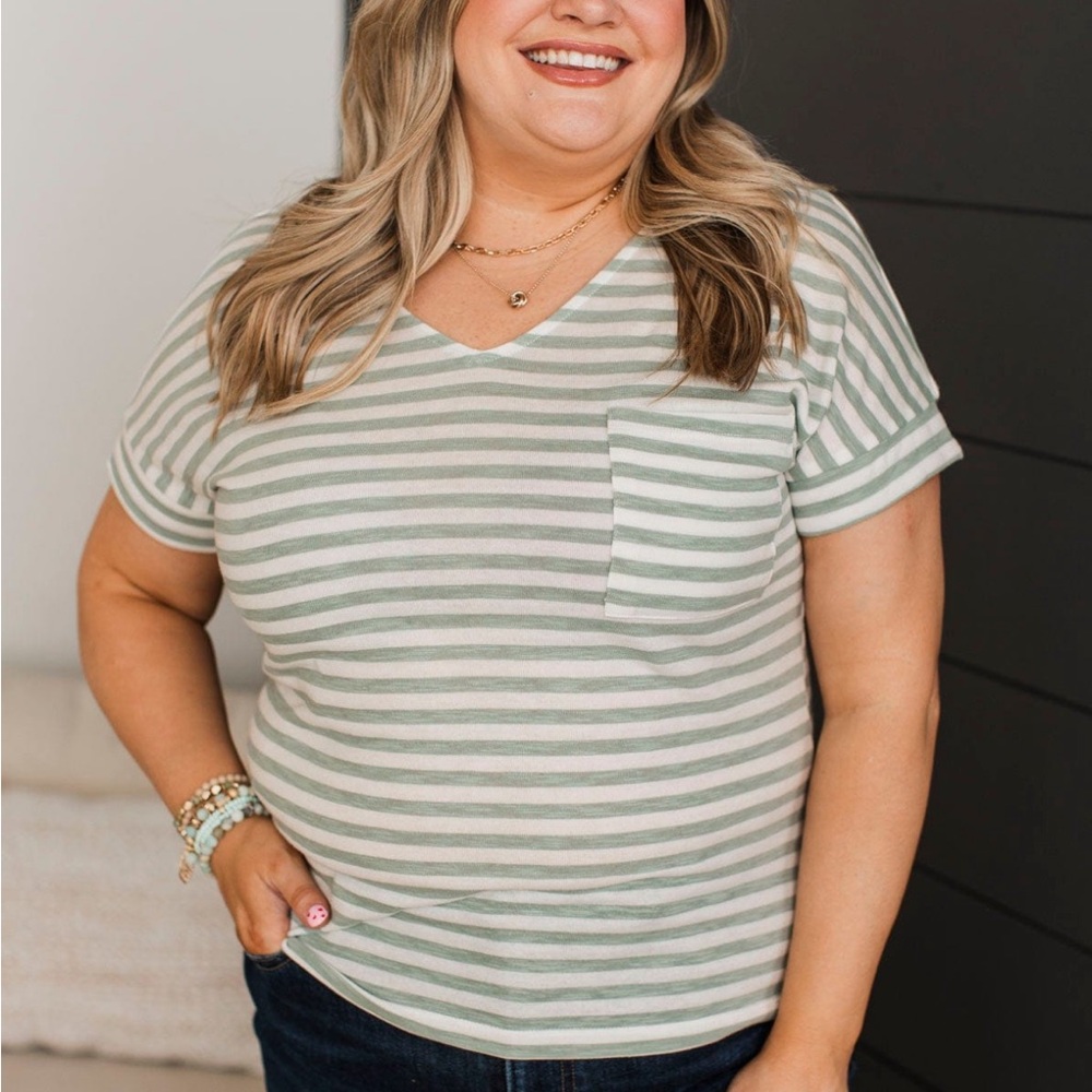 Pulse Boutique Striped V-Neck Women’s Top